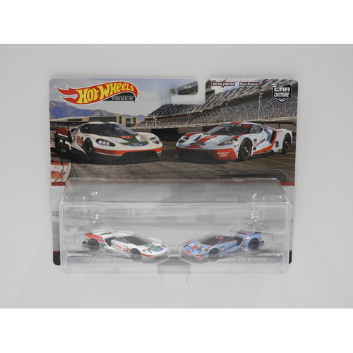 1:64 2016 Ford GT Race & 2016 Ford GT Race - Hot Wheels Premium Car Culture Twin Set