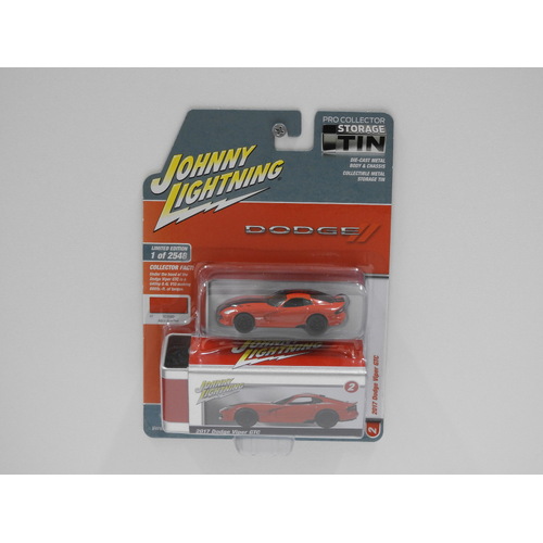 1:64 2017 Dodge Viper GTC (Adrenaline Red) - Johnny Lightning "Storage Tin"