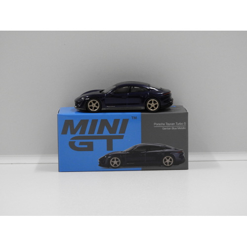 1:64 Porsche Taycan Turbo S (Gentian Blue Metallic) (Opened, Unsealed)